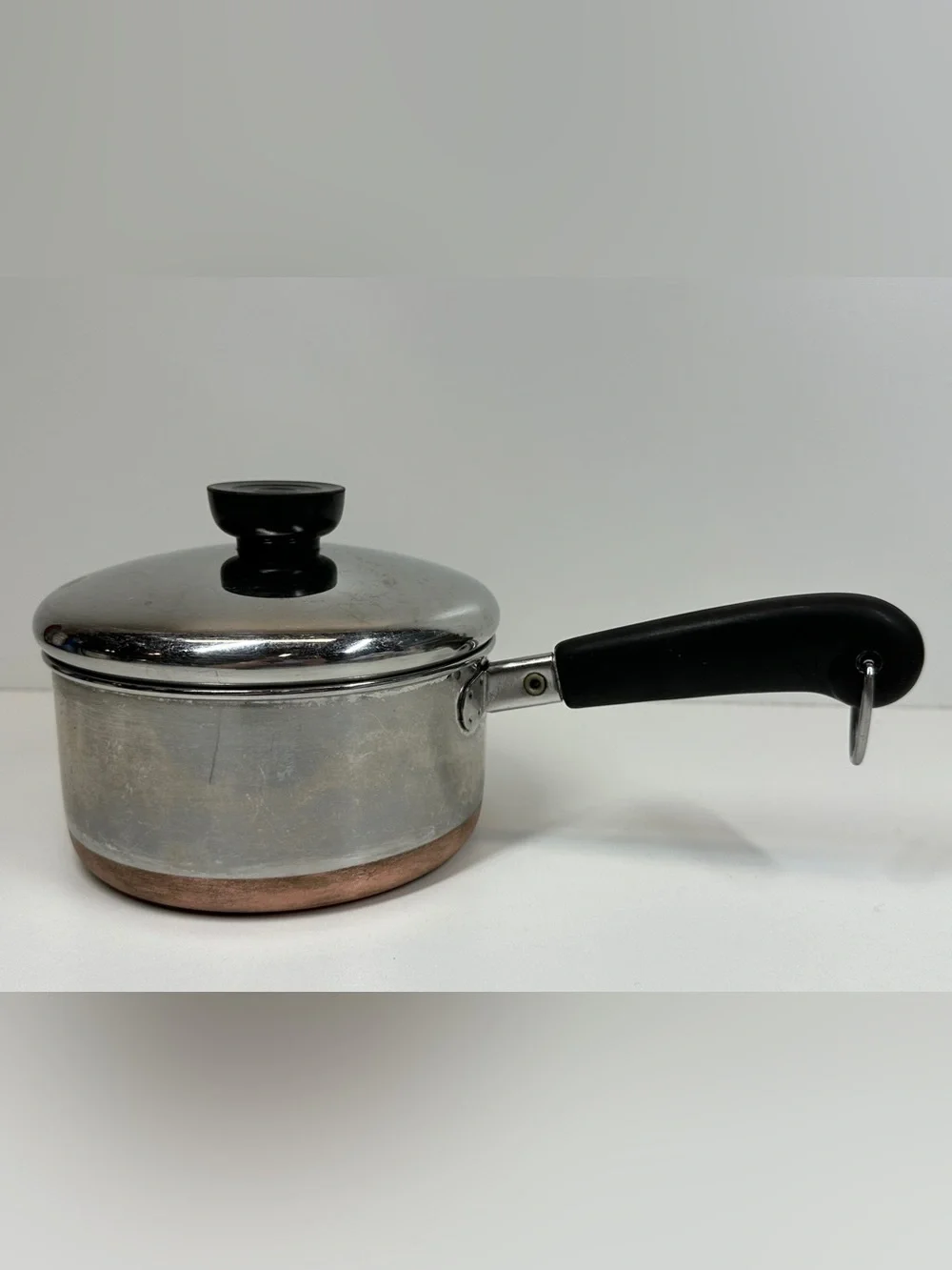 Vintage 1801 Revere Ware 1 Qt Copper Bottom Saucepan/Pot w/ Lid Clinton USA